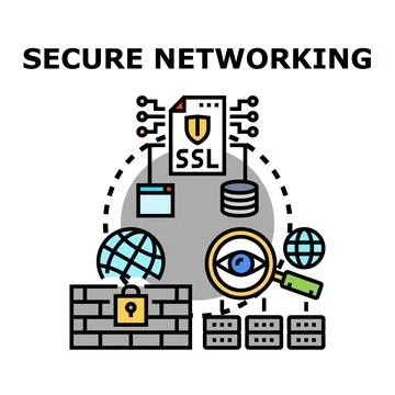 Secure networking protecting data and digital information Stock Illustration