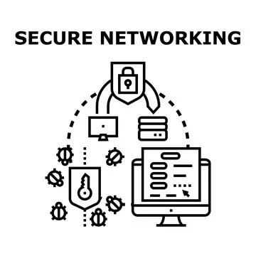 Secure networking protecting data communication and privacy Stock Illustration