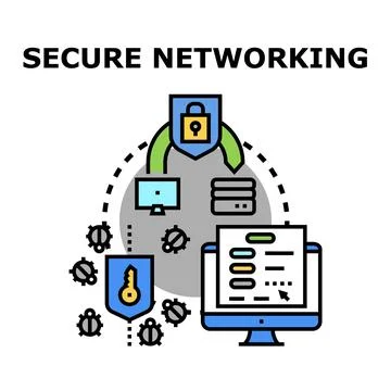 Secure networking protecting data communication and privacy Stock Illustration