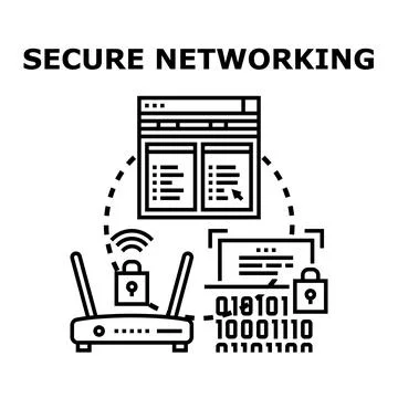 Secure networking protecting online data and digital privacy Stock Illustration