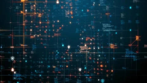 Secure Networks of Smart Contracts using Blockchain for Big Data connections Stock Footage 245325932