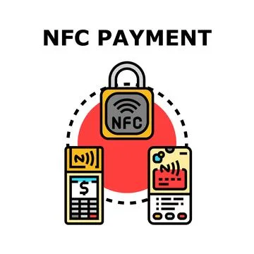 Secure nfc payment technology cashless transaction concept Stock Illustration