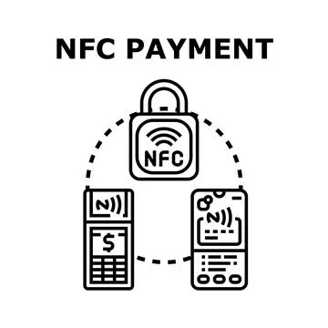 Secure nfc payment technology cashless transaction concept Stock Illustration