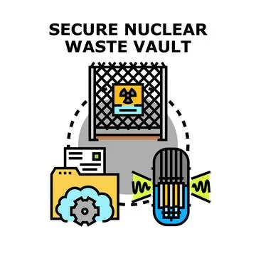 Secure nuclear waste vault concept illustration with data Stock Illustration