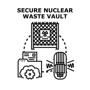 Secure nuclear waste vault concept illustration with data Stock Illustration