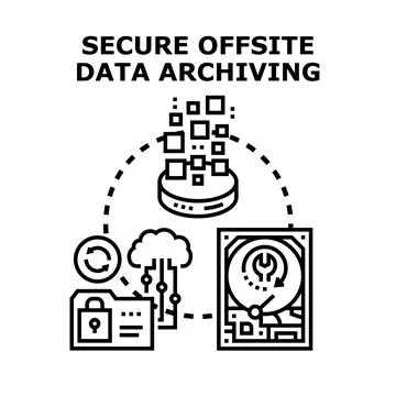 Secure offsite data archiving concept vector illustration Stock Illustration