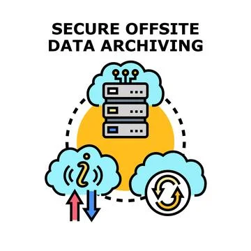 Secure offsite data archiving process cloud solution Illustrazione stock
