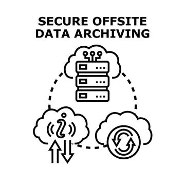Secure offsite data archiving process cloud solution 库存插图
