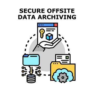 Secure offsite data archiving process with cloud storage and security イラスト素材