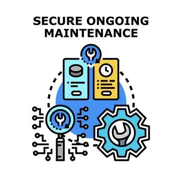Secure ongoing maintenance concept with security and timing Stock Illustration