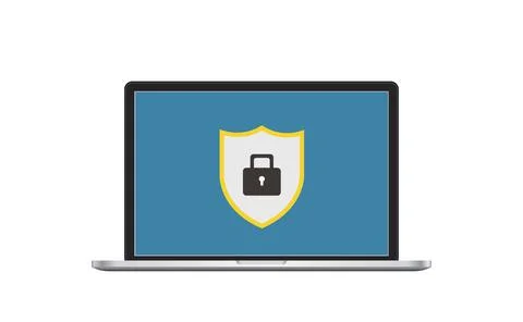 Secure online access with private lock on laptop computer text file vector flat Stock Illustration