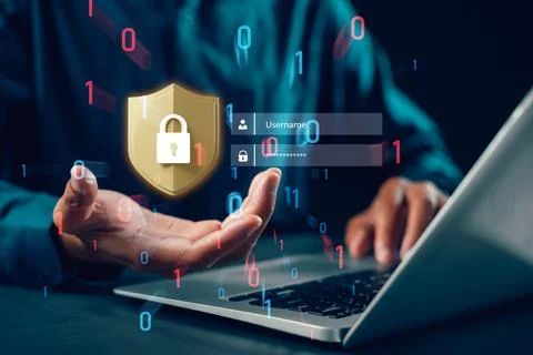 Secure online access using password protection with privacy network cyberse.. Foto stock
