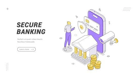 Secure Online Banking And Data Protection Isometric Vector Illustration for.. Stock Illustration