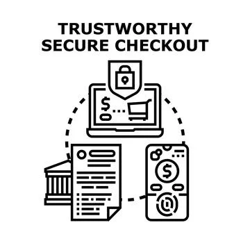 Secure online checkout system processing payments safely Stock Illustration