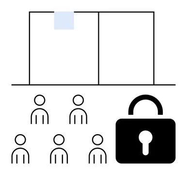 Secure Online Collaboration with Lock Symbol, Document, and User Avatars Illustrazione stock