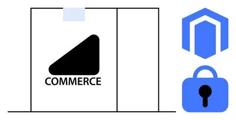 Secure Online Commerce with Modern Icons and Design Elements イラスト素材