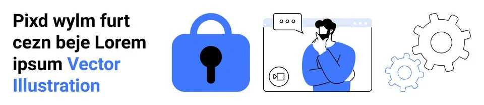Secure Online Communication with Encryption Lock and User Chat Interface Stock Illustration