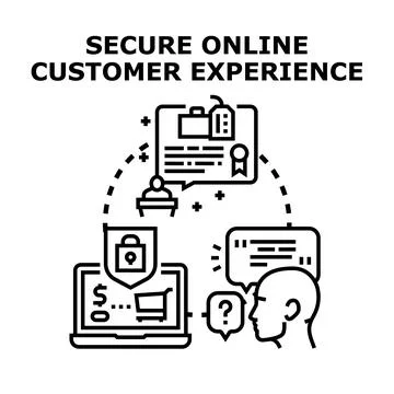 Secure online customer experience concept engaging with support Illustrazione stock