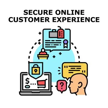 Secure online customer experience concept engaging with support Stock Illustration