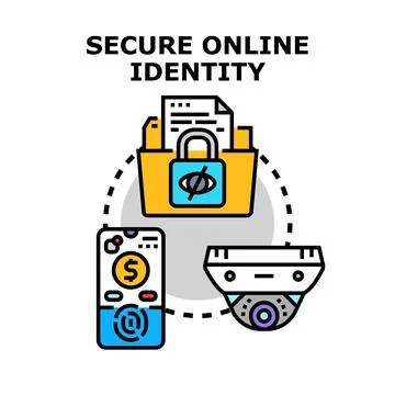 Secure online identity protection securing data privacy concept 스톡 일러스트
