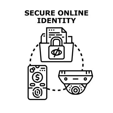 Secure online identity protection securing data privacy concept Stock-Illustration