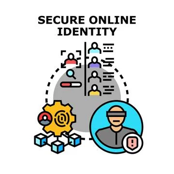Secure online identity verifying personal user data Stock Illustration