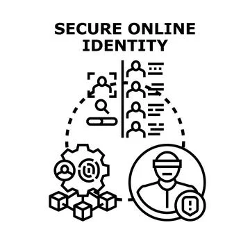 Secure online identity verifying personal user data Stock Illustration