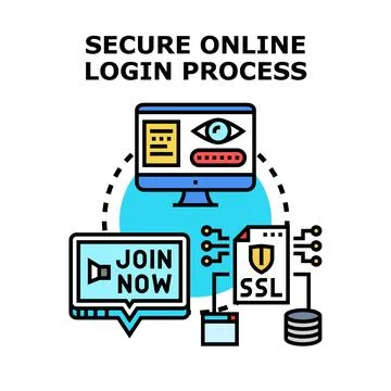 Secure online login process concept vector illustration Stock Illustration