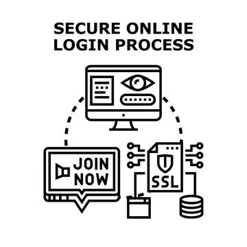 Secure online login process concept vector illustration Stock Illustration