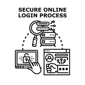 Secure online login process concept illustration Stock Illustration