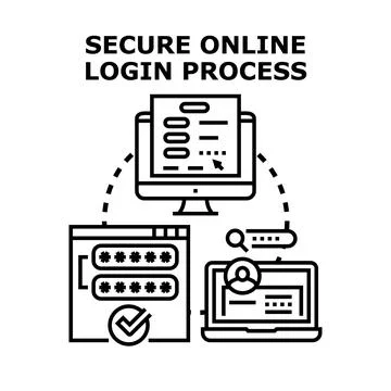 Secure online login process for digital authentication Stock Illustration