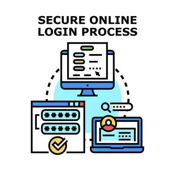 Secure online login process for digital authentication Stock Illustration