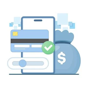 Secure online payment concept with protected payment cards Stock Illustration