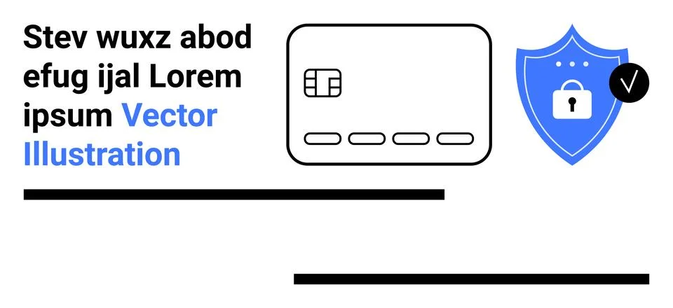 Secure Online Payment Methods Featuring Credit Card and Shield Lock Symbol Stock Illustration