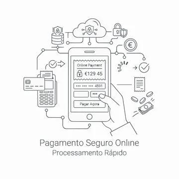 Secure online payment, mobile transaction, e-commerce illustration Silhouette Stock Illustration