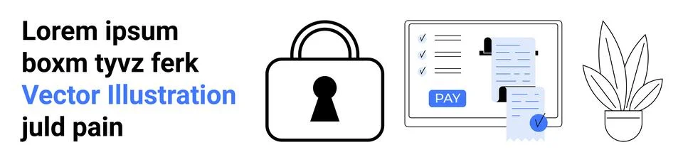 Secure Online Payment with Personal Data Protection and User Interface Elemen イラスト素材