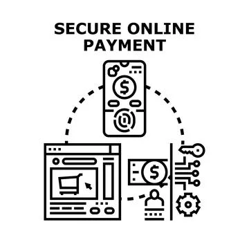 Secure online payment processing digital transaction concept Illustrazione stock