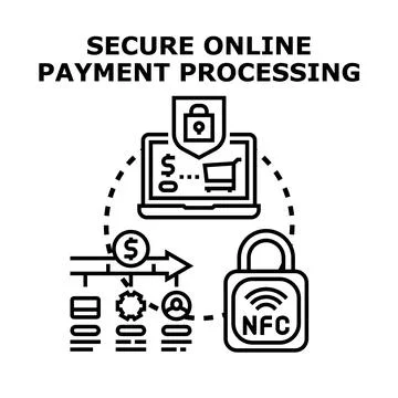 Secure online payment processing digital transaction protection Stock Illustration