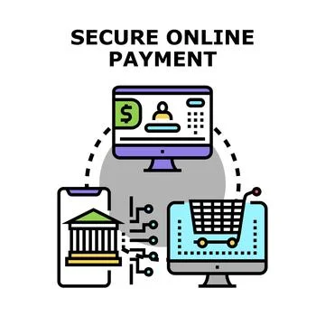 Secure online payment processing digital transaction concept Stock Illustration