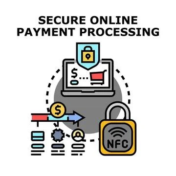Secure online payment processing digital transaction protection Stock Illustration