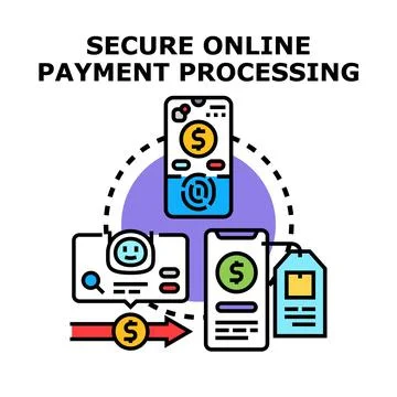 Secure online payment processing with mobile banking app Stock Illustration
