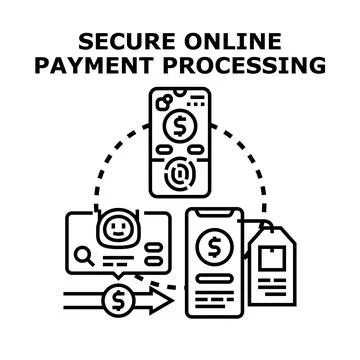 Secure online payment processing with mobile banking app Stock Illustration