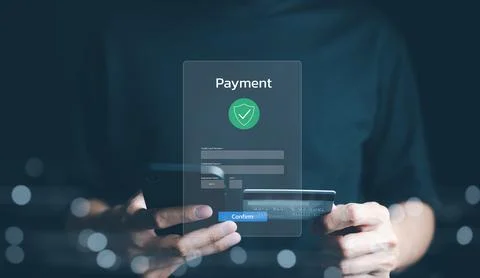Secure Online Payment Transaction Process concept. Stock Photos