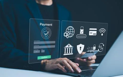 Secure Online Payment Transaction Process concept. Foto stock
