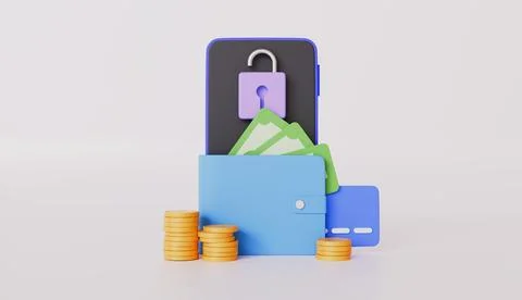 Secure online payment transaction with smartphone, Internet banking Stock Illustration