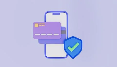 Secure online payment transactions using mobile phones, Protection of online Stock Illustration