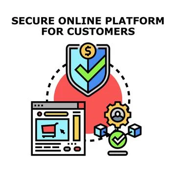 Secure online platform for customers managing digital purchases Stock Illustration