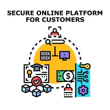 Secure online platform providing digital services for customers Stock Illustration