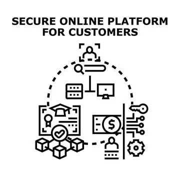Secure online platform providing digital services for customers Stock Illustration