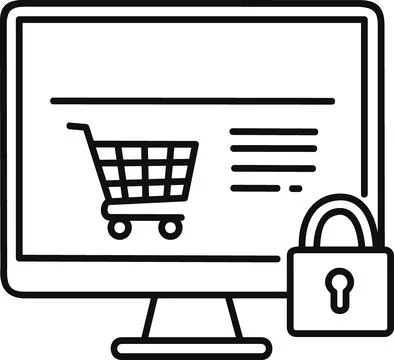 Secure online shopping computer screen padlock Stock Illustration